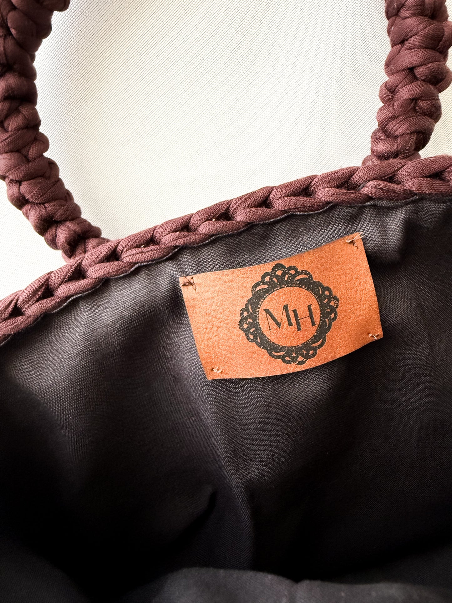 Sac à main en crochet marron