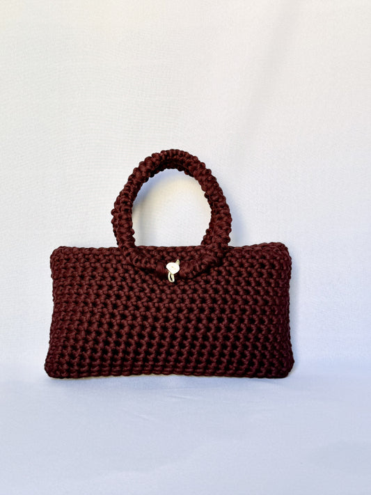 Sac à main en crochet marron