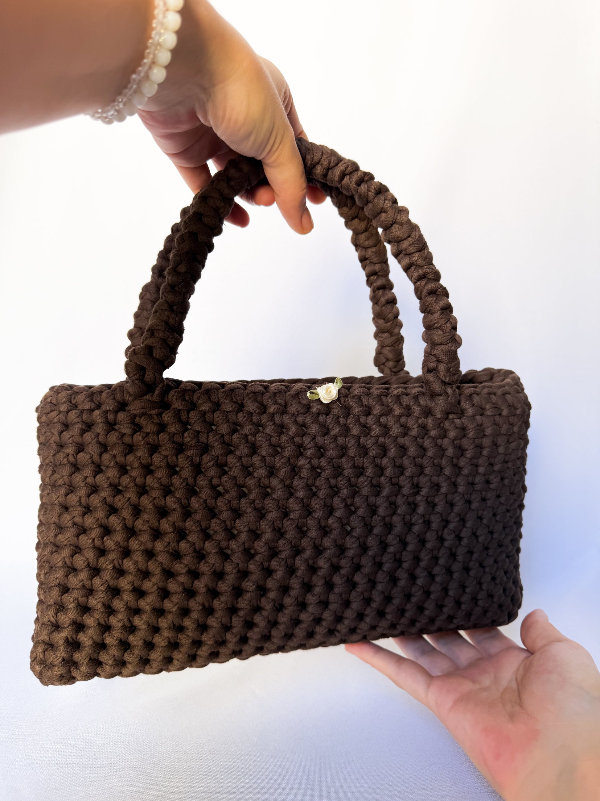 Sac à main en crochet de luxe marron