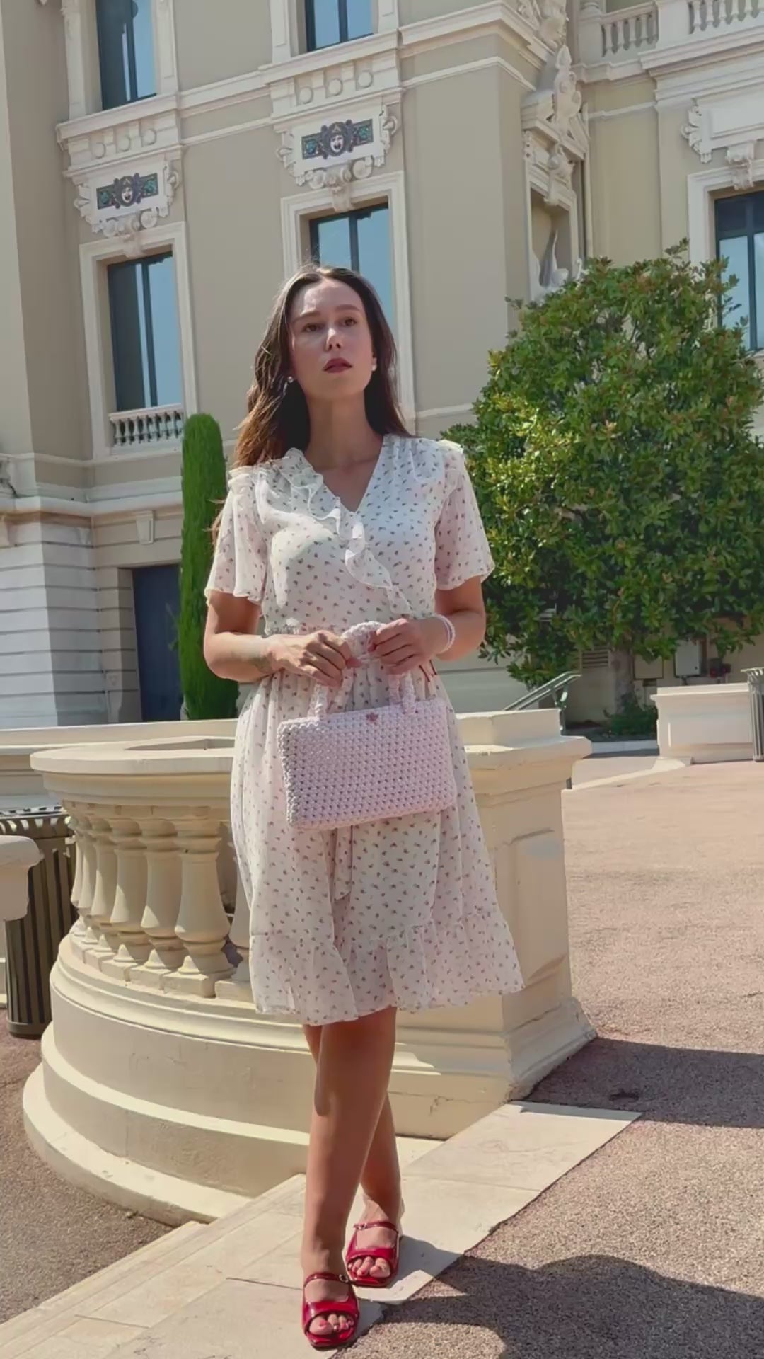 Sac à main en crochet rouge poudrée