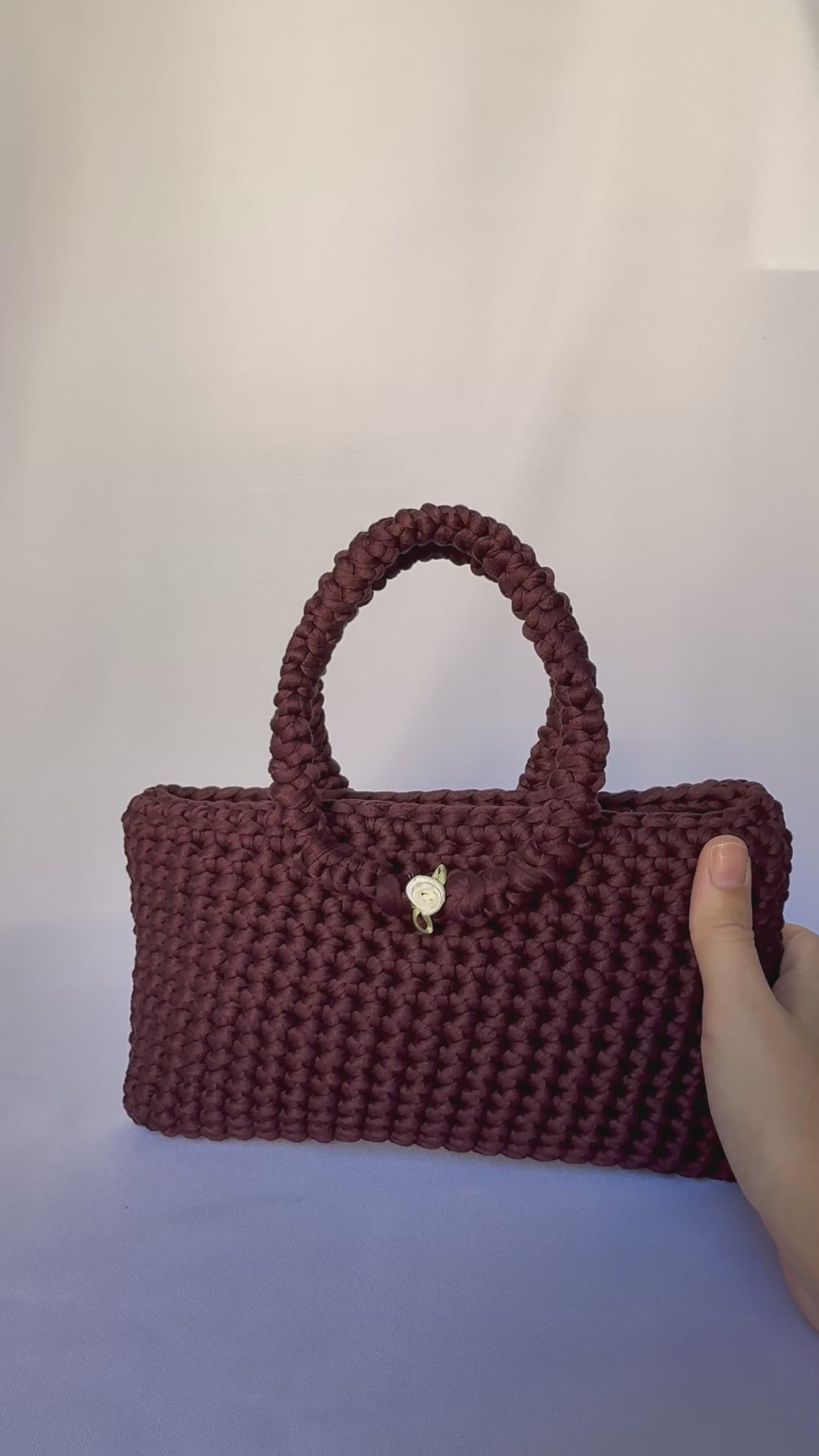 Sac à main en crochet marron