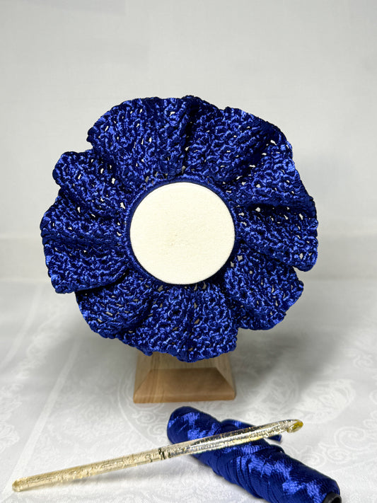 Chouchou Satin Bloom Bleu Roi