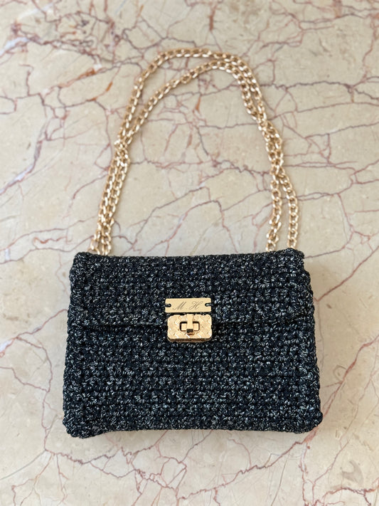 sac a main en crochet noir