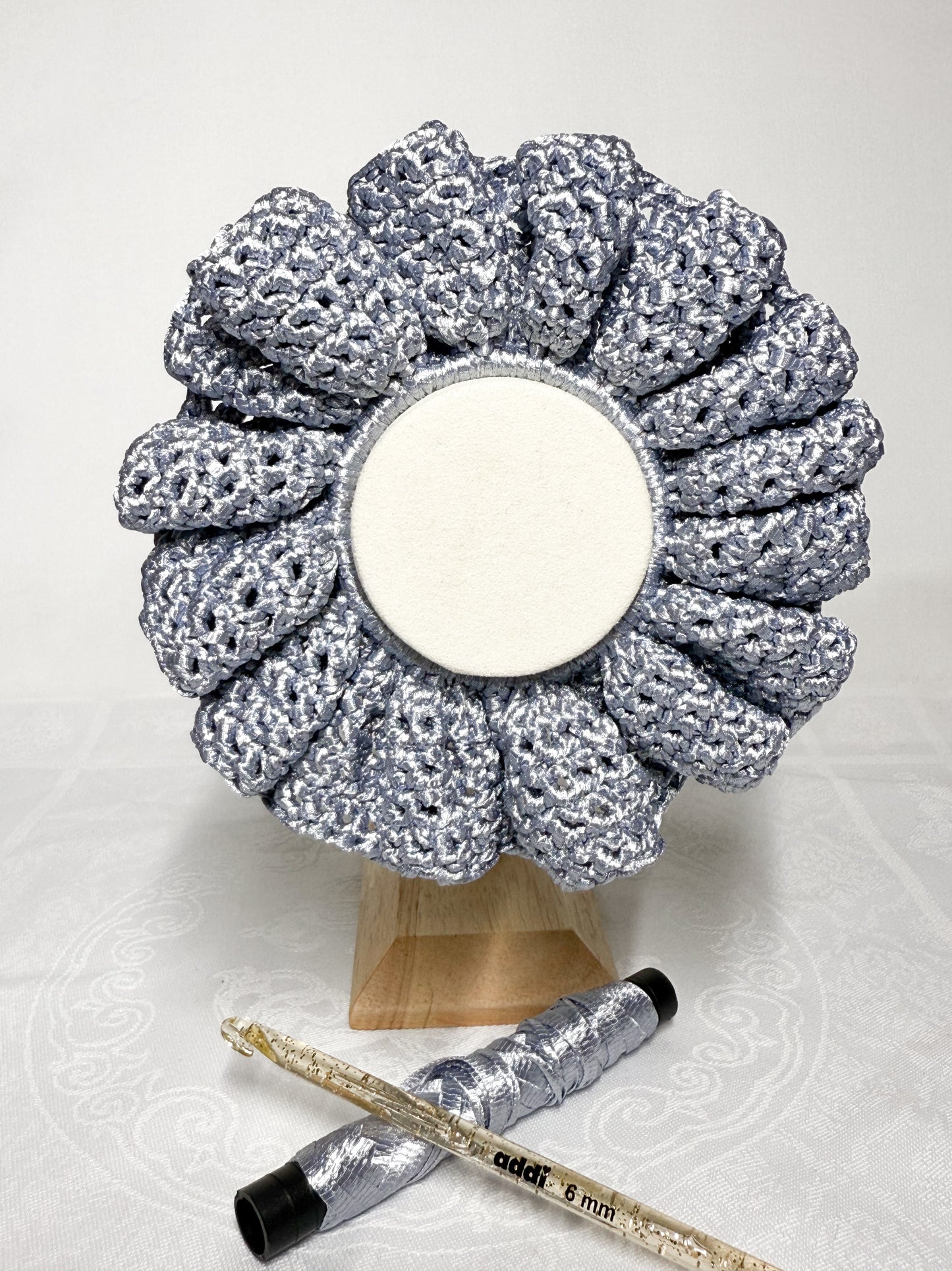 Chouchou Satin Bloom Argenté