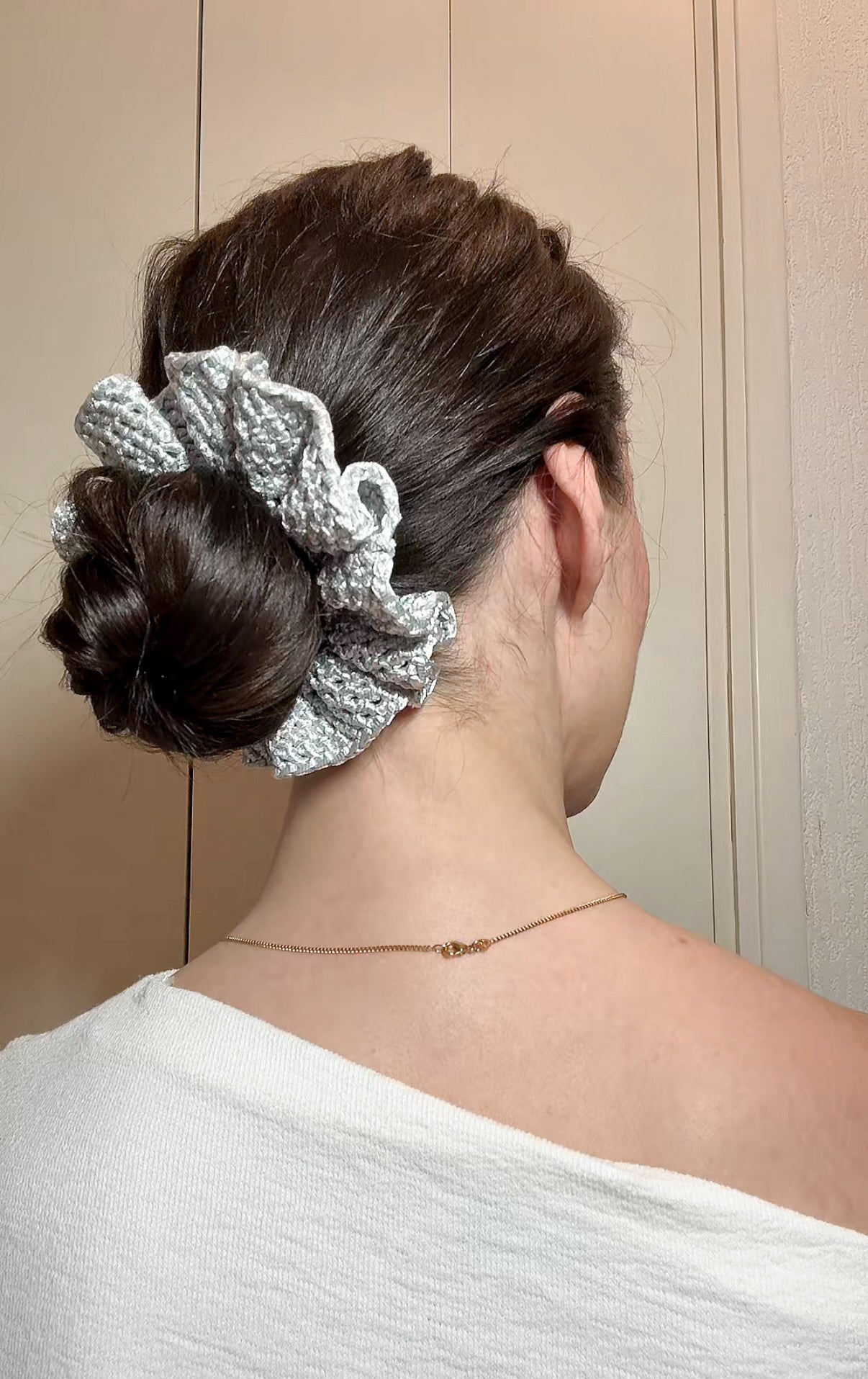 Chouchou Satin Bloom Gris perle
