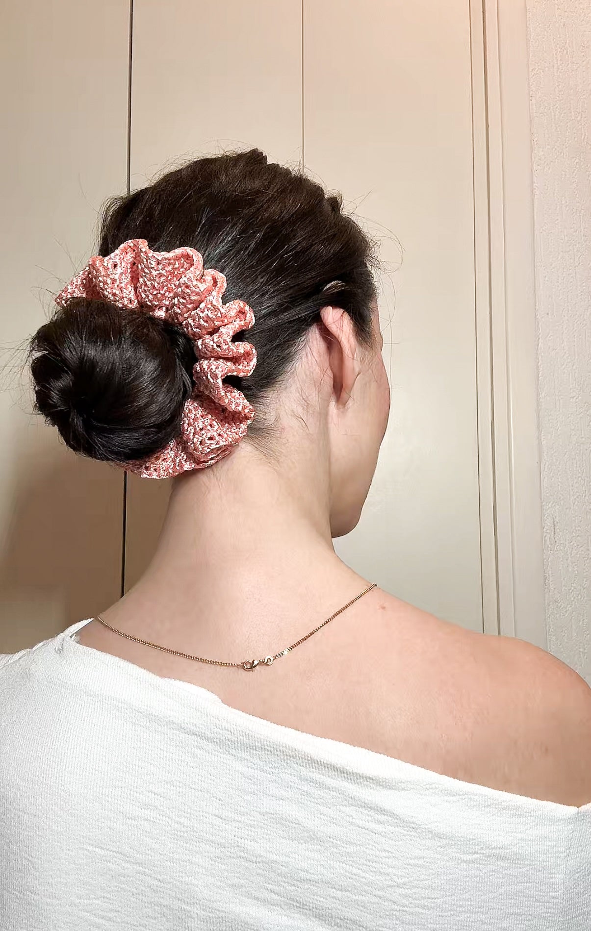 Chouchou Satin Bloom Rose Pêche