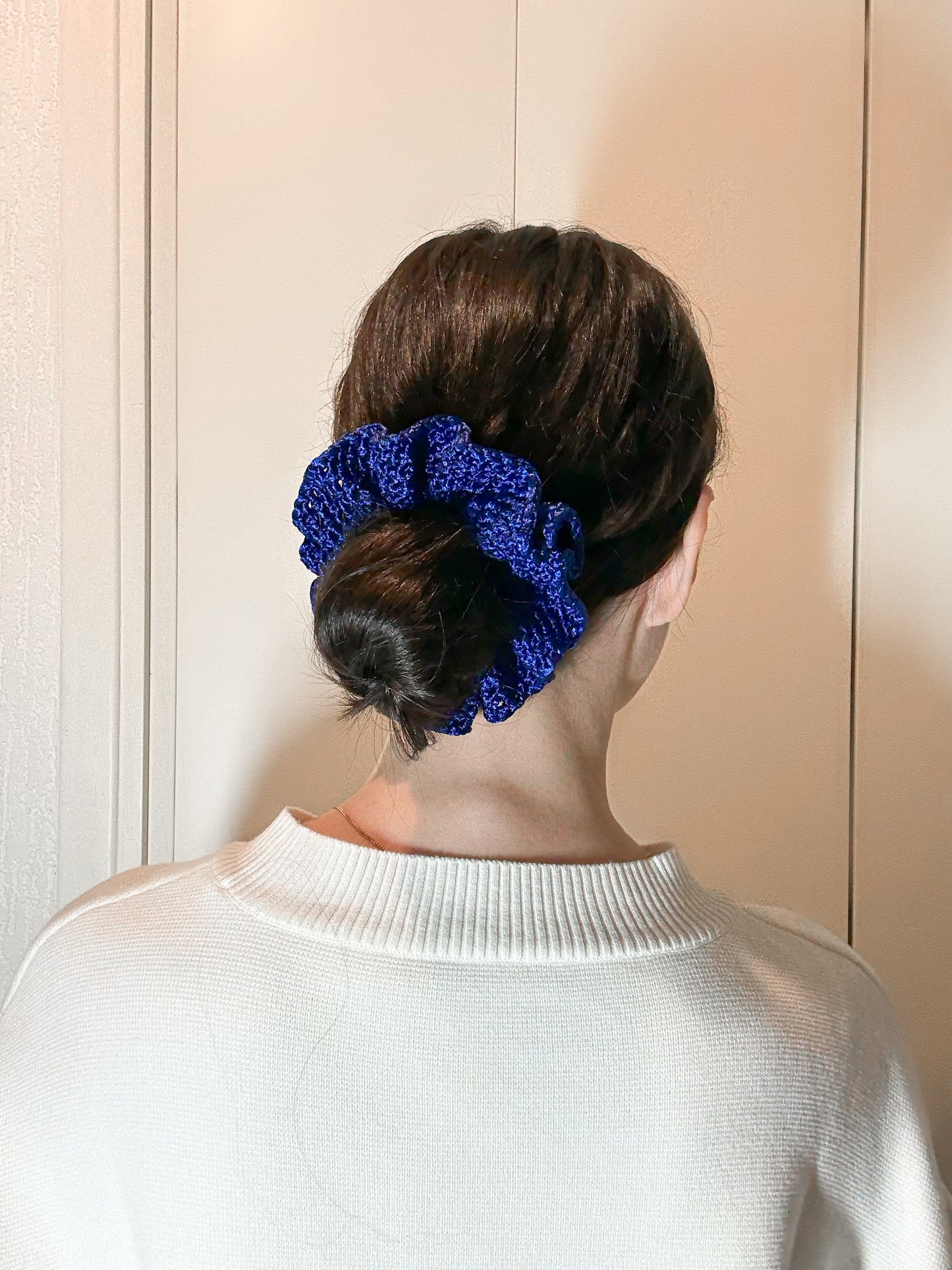 Chouchou Satin Bloom Bleu Roi